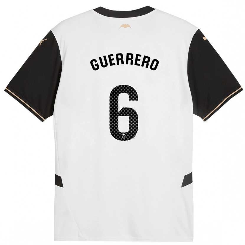 Danxen Mujer Camiseta Paula Guerrero #6 Blanco Negro 1ª Equipación 2024/25 La Camisa México