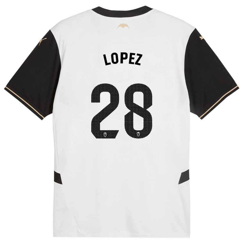 Danxen Mujer Camiseta Saray Lopez #28 Blanco Negro 1ª Equipación 2024/25 La Camisa México
