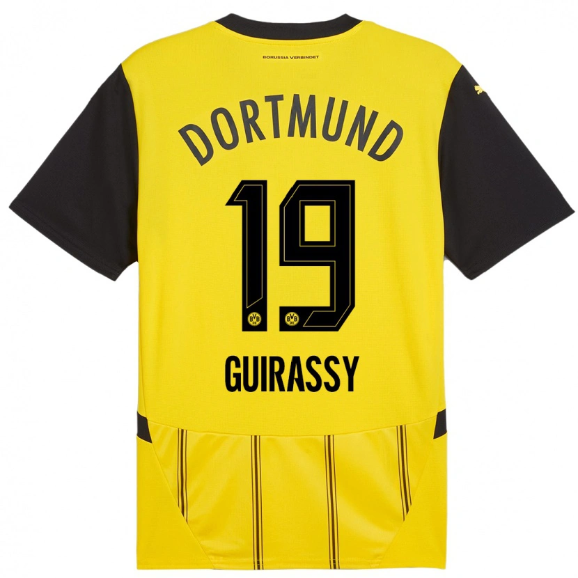 Danxen Mujer Camiseta Serhou Guirassy #19 Amarillo Negro 1ª Equipación 2024/25 La Camisa México