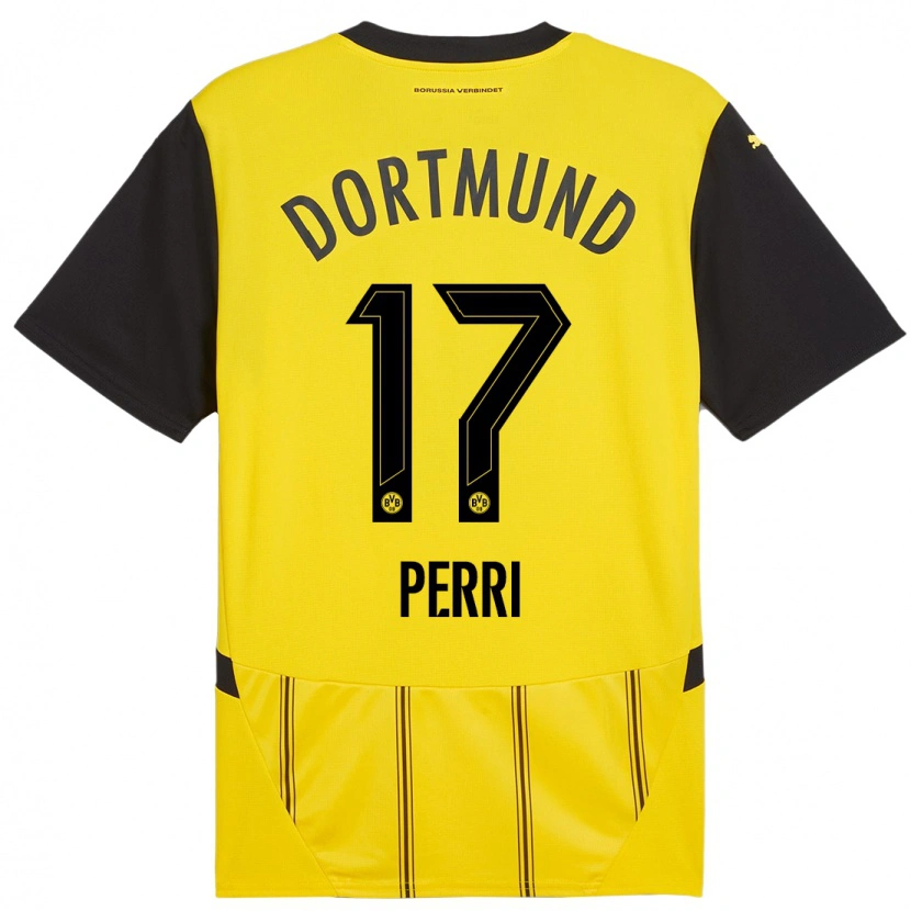 Danxen Mujer Camiseta Luca Perri #17 Amarillo Negro 1ª Equipación 2024/25 La Camisa México
