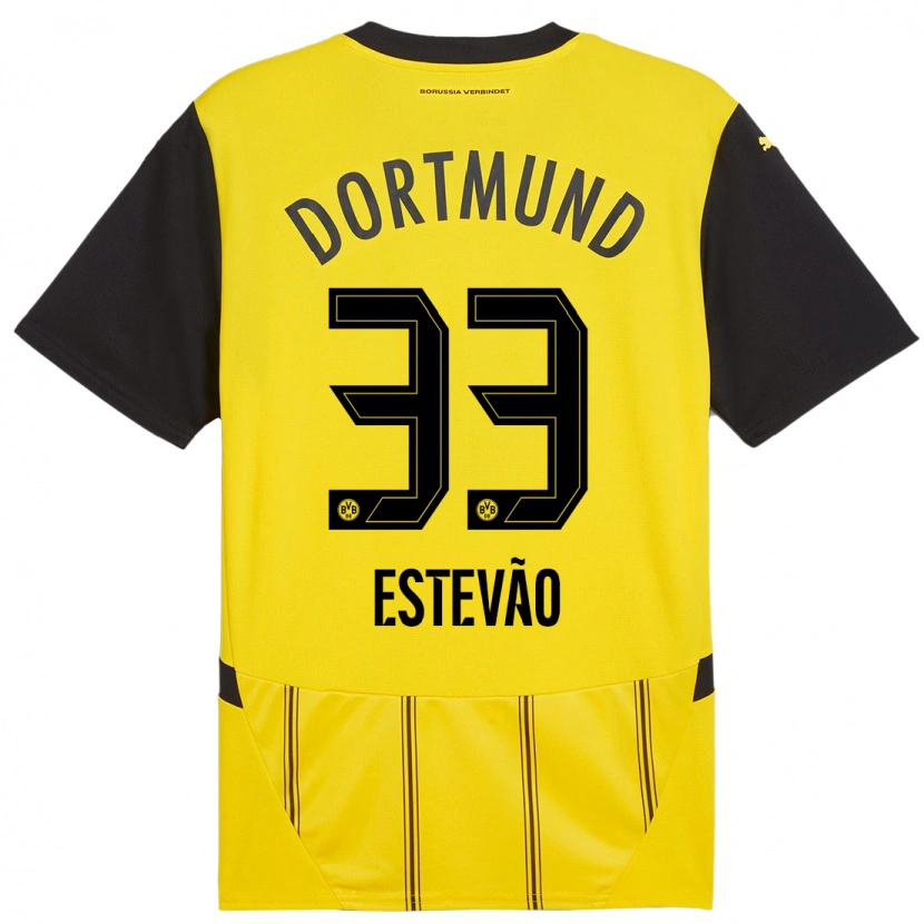 Danxen Mujer Camiseta Tiago Estêvão #33 Amarillo Negro 1ª Equipación 2024/25 La Camisa México