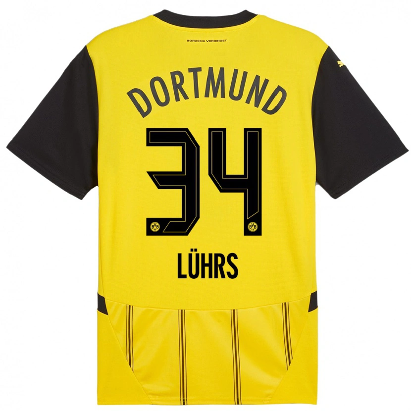 Danxen Mujer Camiseta Yannik Lührs #34 Amarillo Negro 1ª Equipación 2024/25 La Camisa México