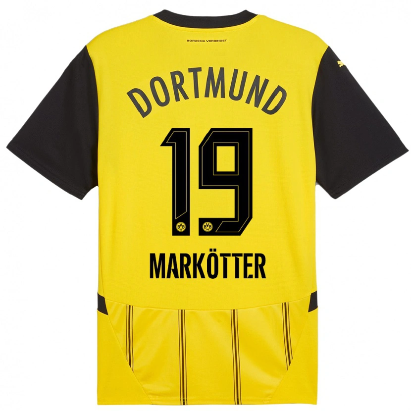 Danxen Mujer Camiseta Jonah Markötter #19 Amarillo Negro 1ª Equipación 2024/25 La Camisa México
