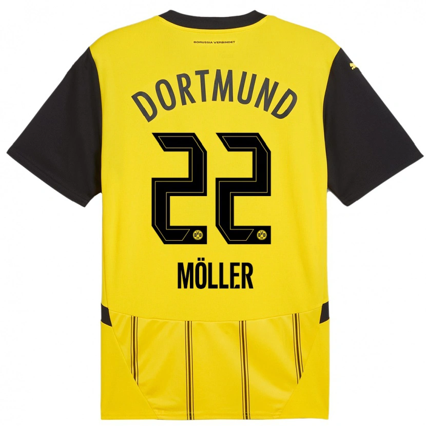 Danxen Mujer Camiseta Paul Möller #22 Amarillo Negro 1ª Equipación 2024/25 La Camisa México