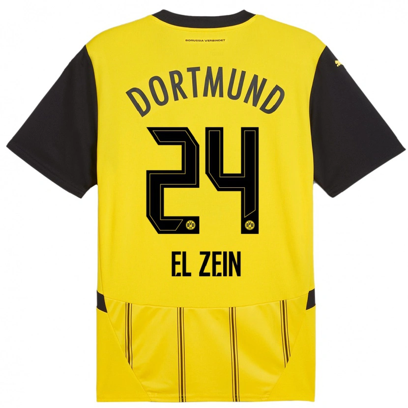 Danxen Mujer Camiseta Abu-Bekir Omer El-Zein #24 Amarillo Negro 1ª Equipación 2024/25 La Camisa México