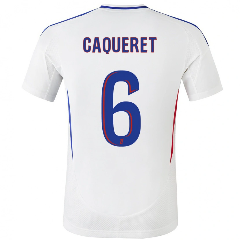 Danxen Mujer Camiseta Maxence Caqueret #6 Blanco Azul 1ª Equipación 2024/25 La Camisa México