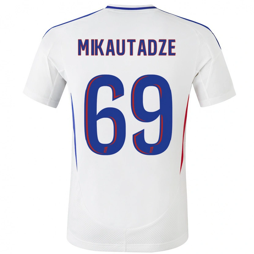 Danxen Mujer Camiseta Georges Mikautadze #69 Blanco Azul 1ª Equipación 2024/25 La Camisa México