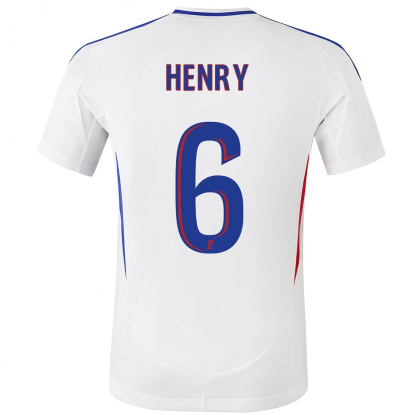 Danxen Mujer Camiseta Amandine Henry #6 Blanco Azul 1ª Equipación 2024/25 La Camisa México
