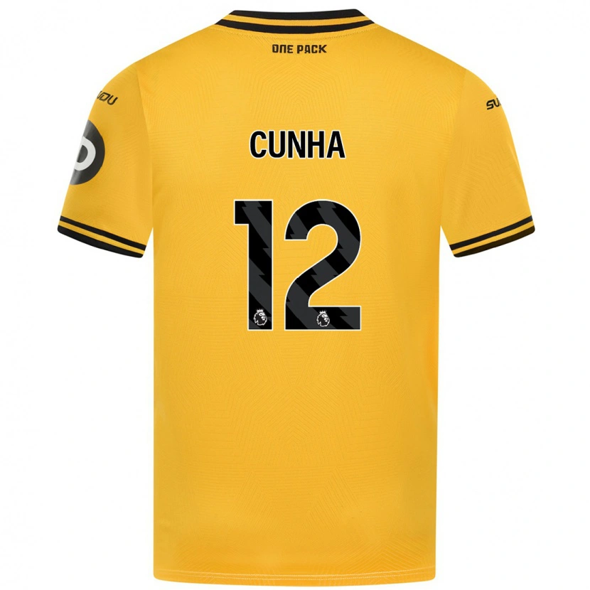 Danxen Mujer Camiseta Matheus Cunha #12 Amarillo 1ª Equipación 2024/25 La Camisa México