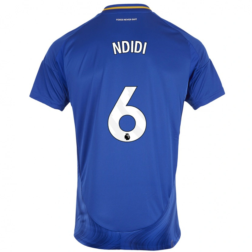 Danxen Mujer Camiseta Wilfred Ndidi #6 Azul Blanco 1ª Equipación 2024/25 La Camisa México