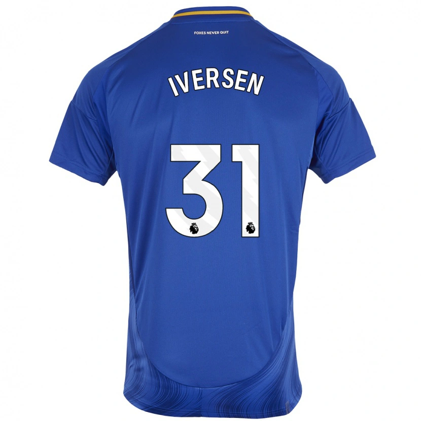 Danxen Mujer Camiseta Daniel Iversen #31 Azul Blanco 1ª Equipación 2024/25 La Camisa México