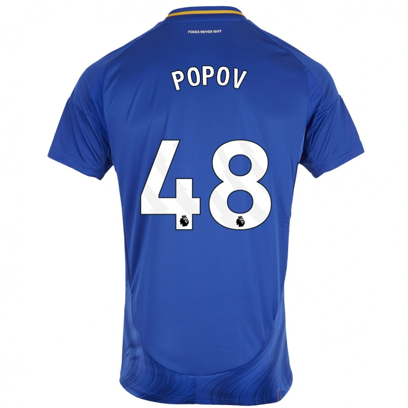 Danxen Mujer Camiseta Chris Popov #48 Azul Blanco 1ª Equipación 2024/25 La Camisa México