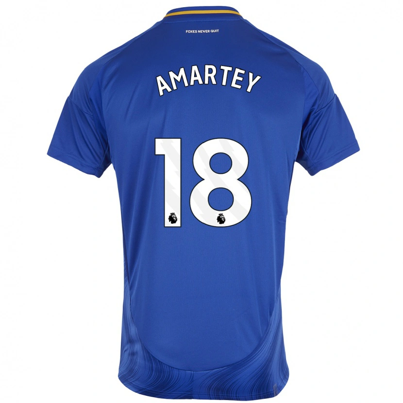 Danxen Mujer Camiseta Daniel Amartey #18 Azul Blanco 1ª Equipación 2024/25 La Camisa México