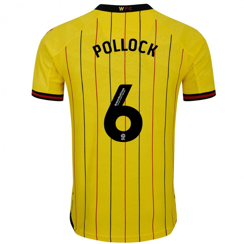Danxen Mujer Camiseta Mattie Pollock #6 Amarillo Negro 1ª Equipación 2024/25 La Camisa México