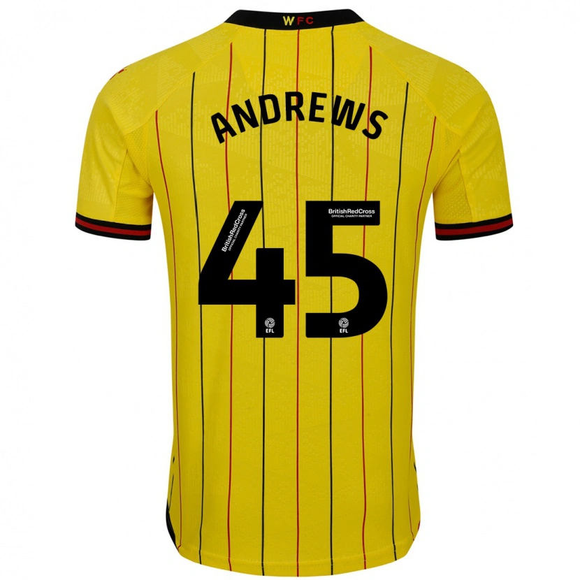 Danxen Mujer Camiseta Ryan Andrews #45 Amarillo Negro 1ª Equipación 2024/25 La Camisa México