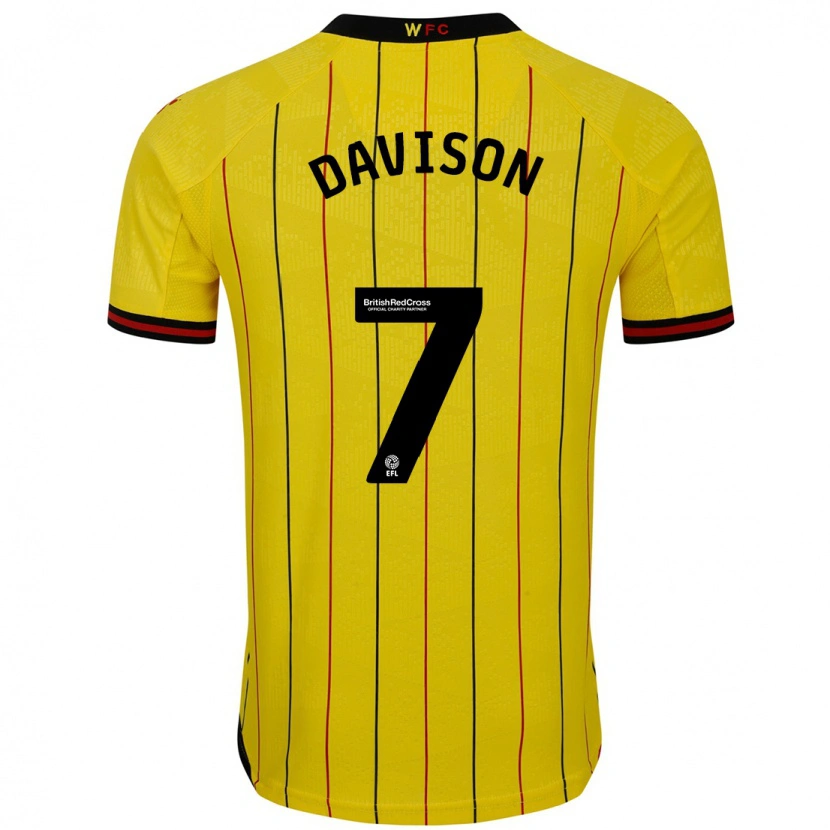 Danxen Mujer Camiseta Gemma Davison #7 Amarillo Negro 1ª Equipación 2024/25 La Camisa México