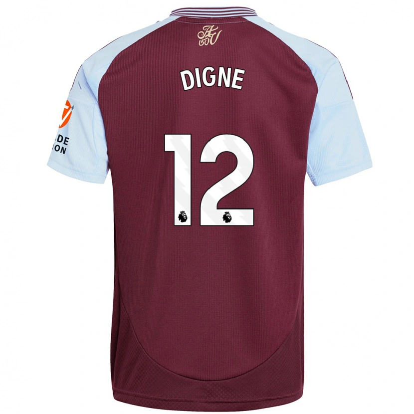 Danxen Mujer Camiseta Lucas Digne #12 Borgoña Azul Cielo 1ª Equipación 2024/25 La Camisa México