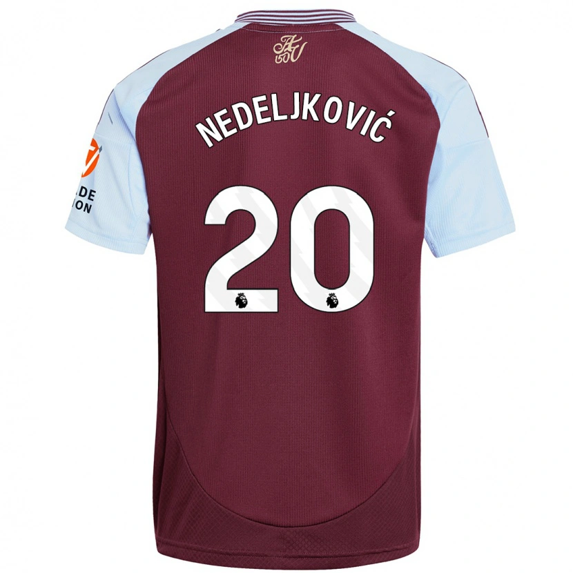 Danxen Mujer Camiseta Kosta Nedeljkovic #20 Borgoña Azul Cielo 1ª Equipación 2024/25 La Camisa México