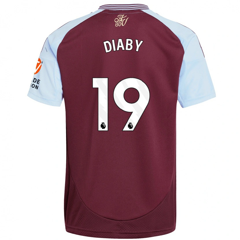 Danxen Mujer Camiseta Moussa Diaby #19 Borgoña Azul Cielo 1ª Equipación 2024/25 La Camisa México