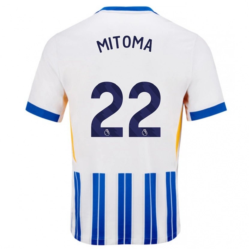 Danxen Mujer Camiseta Kaoru Mitoma #22 Blanco Azul Rayas 1ª Equipación 2024/25 La Camisa México