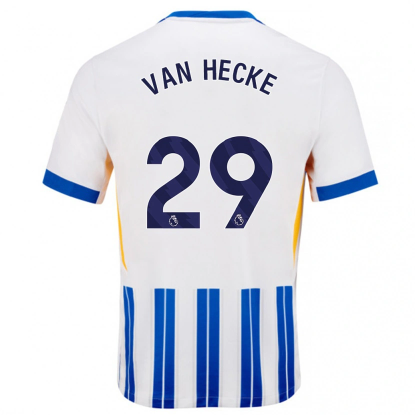 Danxen Mujer Camiseta Jan Paul Van Hecke #29 Blanco Azul Rayas 1ª Equipación 2024/25 La Camisa México