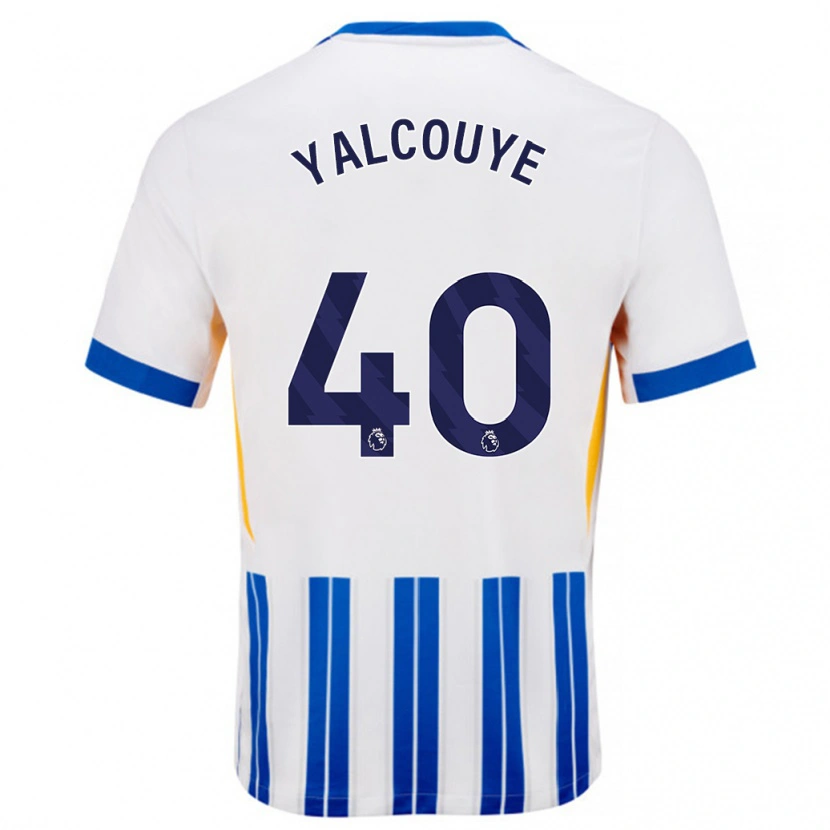 Danxen Mujer Camiseta Malick Junior Yalcouyé #40 Blanco Azul Rayas 1ª Equipación 2024/25 La Camisa México