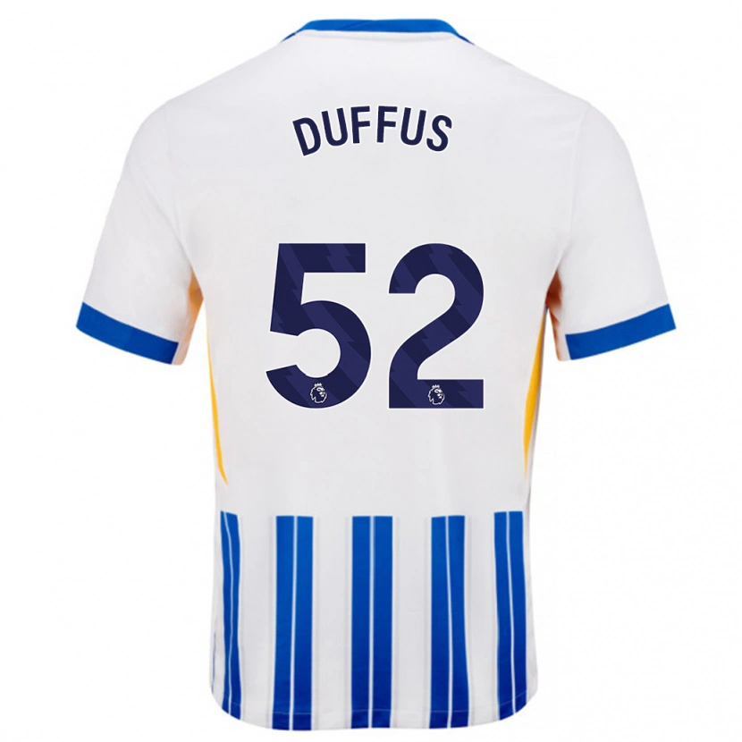 Danxen Mujer Camiseta Josh Duffus #52 Blanco Azul Rayas 1ª Equipación 2024/25 La Camisa México