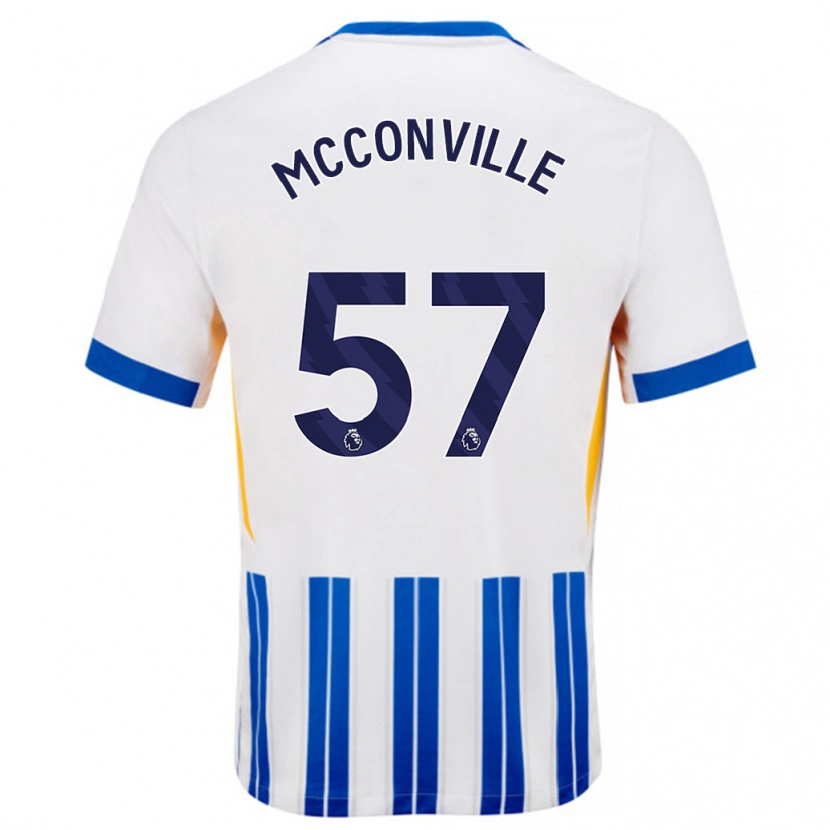 Danxen Mujer Camiseta Ruairi Mcconville #57 Blanco Azul Rayas 1ª Equipación 2024/25 La Camisa México