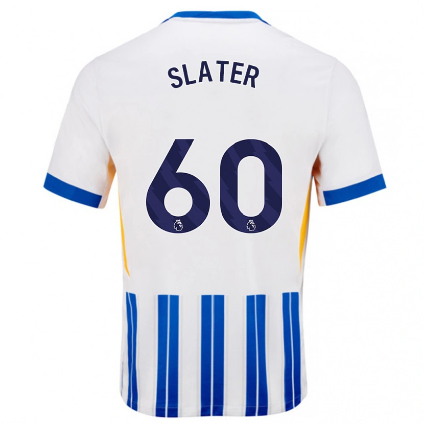 Danxen Mujer Camiseta Jacob Slater #60 Blanco Azul Rayas 1ª Equipación 2024/25 La Camisa México