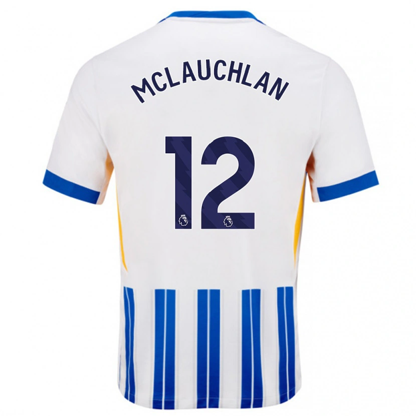 Danxen Mujer Camiseta Rachel Mclauchlan #12 Blanco Azul Rayas 1ª Equipación 2024/25 La Camisa México