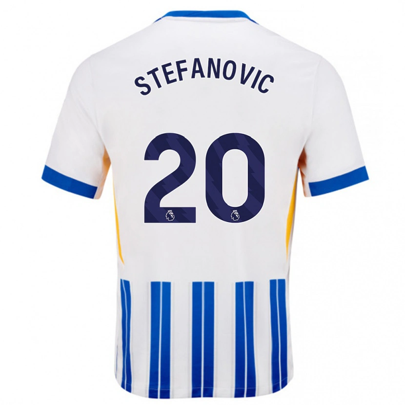 Danxen Mujer Camiseta Dejana Stefanović #20 Blanco Azul Rayas 1ª Equipación 2024/25 La Camisa México