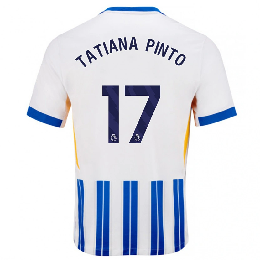 Danxen Mujer Camiseta Tatiana Vanessa Ferreira Pinto #17 Blanco Azul Rayas 1ª Equipación 2024/25 La Camisa México