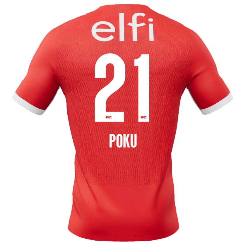 Danxen Mujer Camiseta Ernest Poku #21 Rojo Blanco 1ª Equipación 2024/25 La Camisa México