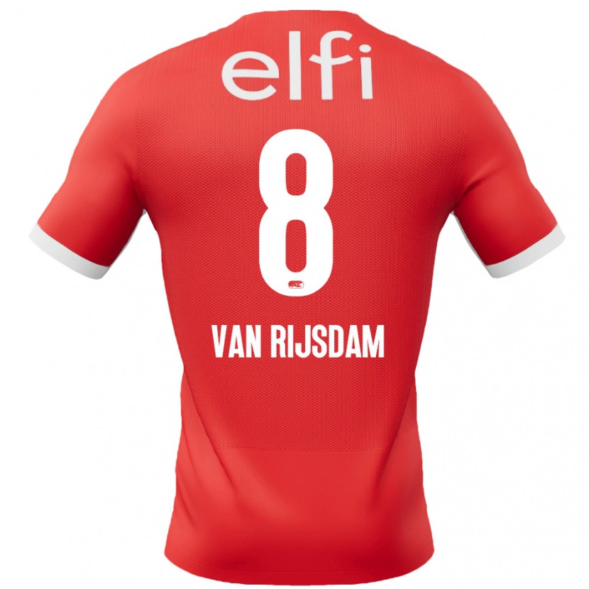 Danxen Mujer Camiseta Julian Van Rijsdam #8 Rojo Blanco 1ª Equipación 2024/25 La Camisa México