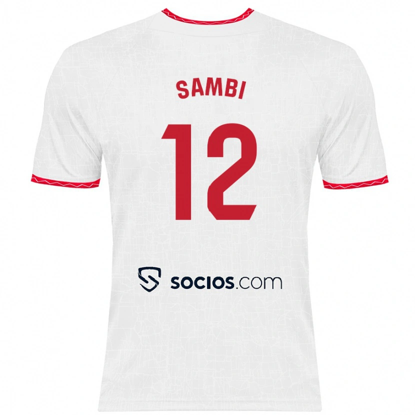 Danxen Mujer Camiseta Albert Sambi Lokonga #12 Blanco Rojo 1ª Equipación 2024/25 La Camisa México
