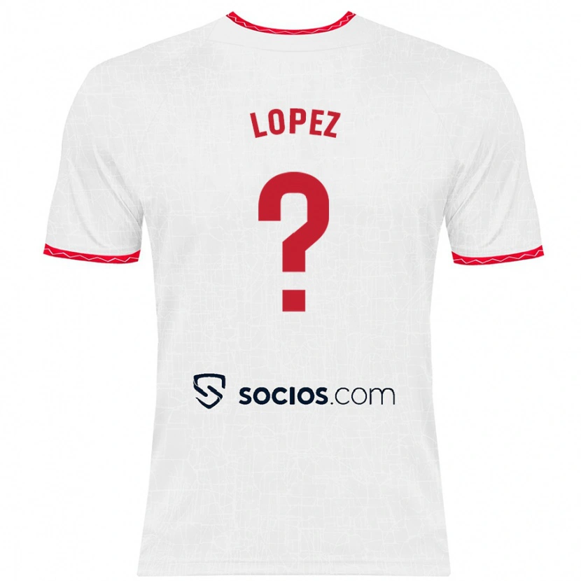 Danxen Mujer Camiseta David López #0 Blanco Rojo 1ª Equipación 2024/25 La Camisa México