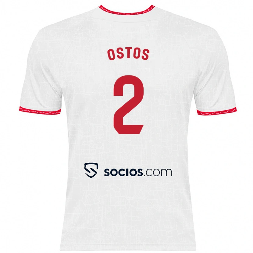 Danxen Mujer Camiseta Fran Ostos #2 Blanco Rojo 1ª Equipación 2024/25 La Camisa México