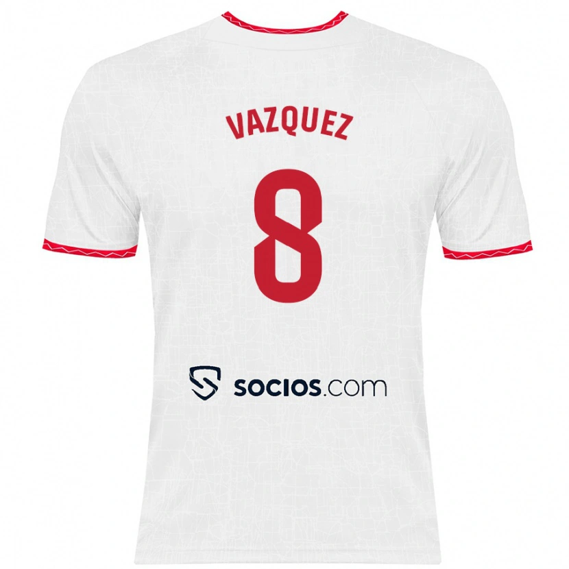 Danxen Mujer Camiseta Manolo Vázquez #8 Blanco Rojo 1ª Equipación 2024/25 La Camisa México
