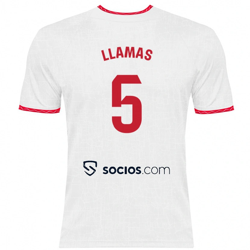 Danxen Mujer Camiseta Eva Llamas #5 Blanco Rojo 1ª Equipación 2024/25 La Camisa México