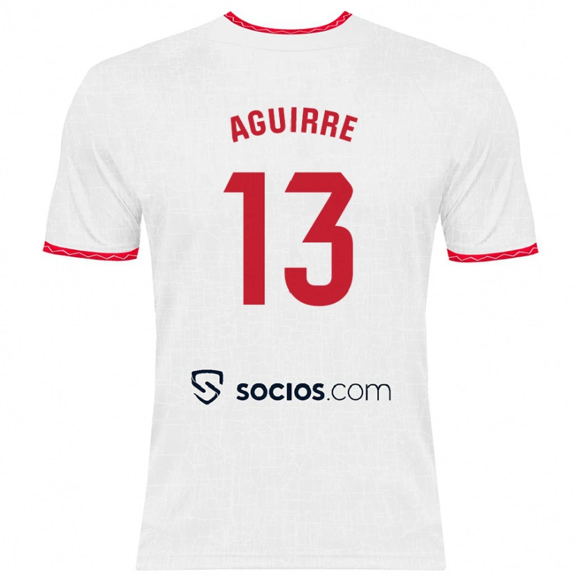 Danxen Mujer Camiseta Yolanda Aguirre #13 Blanco Rojo 1ª Equipación 2024/25 La Camisa México