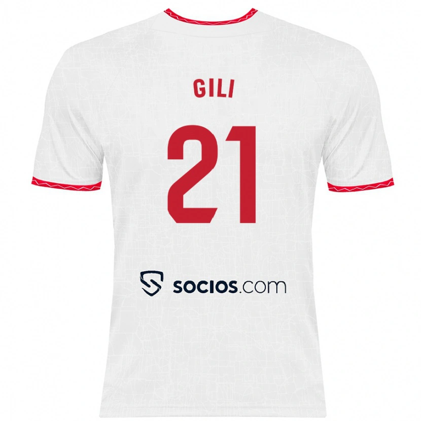 Danxen Mujer Camiseta Gemma Gili #21 Blanco Rojo 1ª Equipación 2024/25 La Camisa México