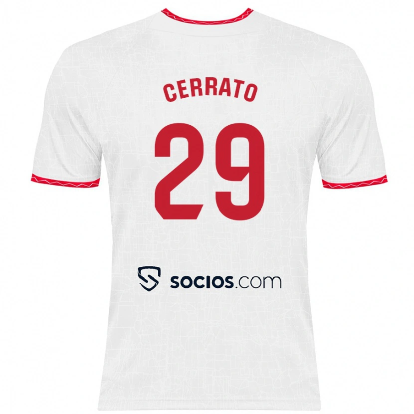 Danxen Mujer Camiseta Alba Cerrato #29 Blanco Rojo 1ª Equipación 2024/25 La Camisa México
