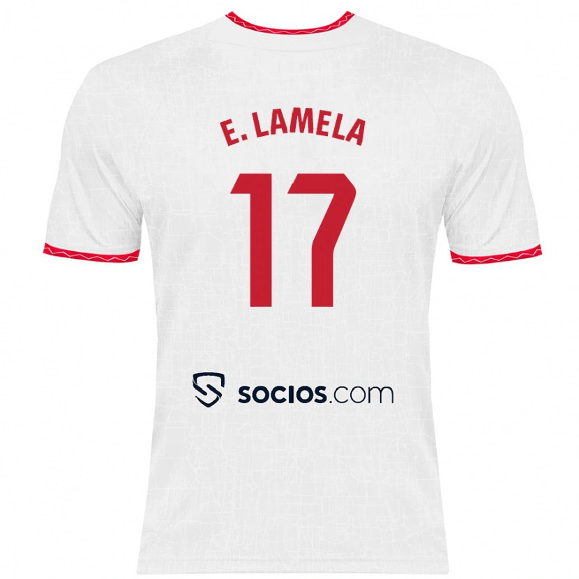 Danxen Mujer Camiseta Erik Lamela #17 Blanco Rojo 1ª Equipación 2024/25 La Camisa México
