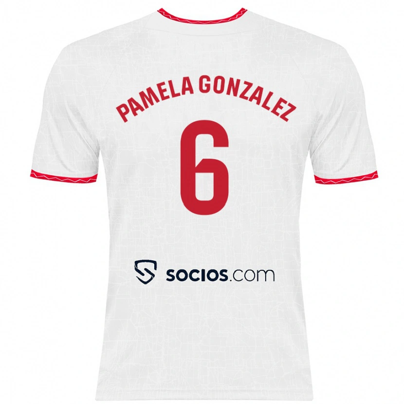 Danxen Mujer Camiseta Cinthia Pamela González Medina #6 Blanco Rojo 1ª Equipación 2024/25 La Camisa México