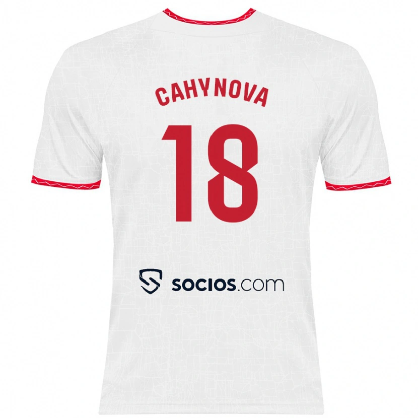 Danxen Mujer Camiseta Klara Cahynova #18 Blanco Rojo 1ª Equipación 2024/25 La Camisa México