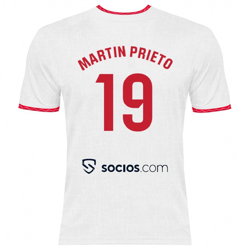Danxen Mujer Camiseta Cristina Martín-Prieto Gutiérrez #19 Blanco Rojo 1ª Equipación 2024/25 La Camisa México