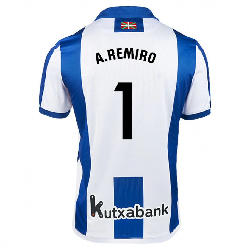 Danxen Mujer Camiseta Álex Remiro #1 Blanco Azul 1ª Equipación 2024/25 La Camisa México