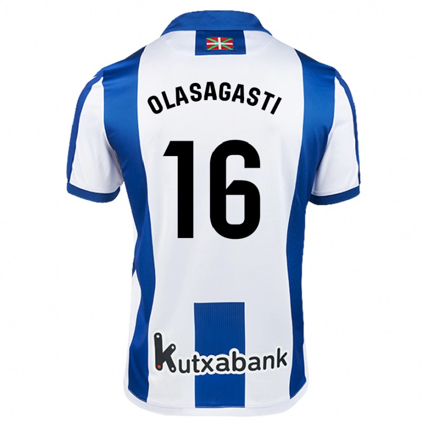 Danxen Mujer Camiseta Jon Ander Olasagasti #16 Blanco Azul 1ª Equipación 2024/25 La Camisa México
