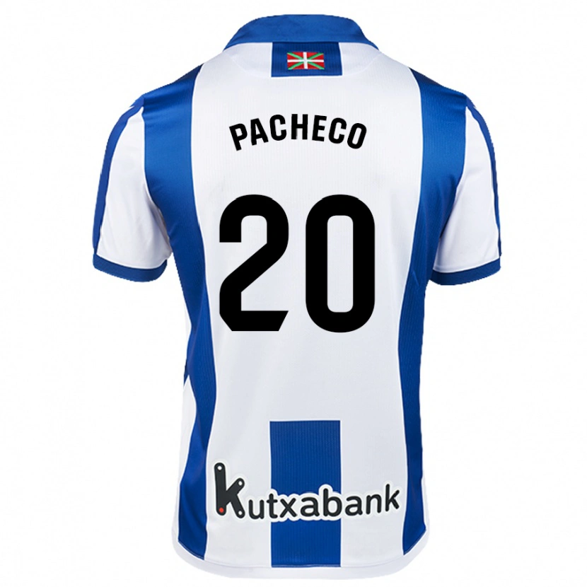 Danxen Mujer Camiseta Jon Pacheco #20 Blanco Azul 1ª Equipación 2024/25 La Camisa México