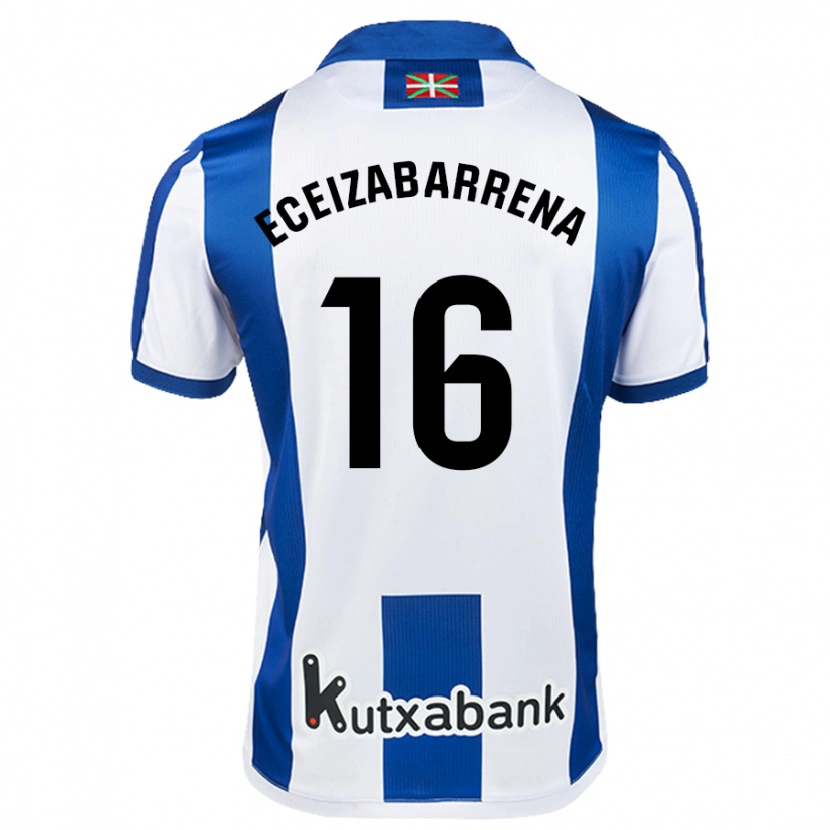 Danxen Mujer Camiseta Jon Eceizabarrena #16 Blanco Azul 1ª Equipación 2024/25 La Camisa México